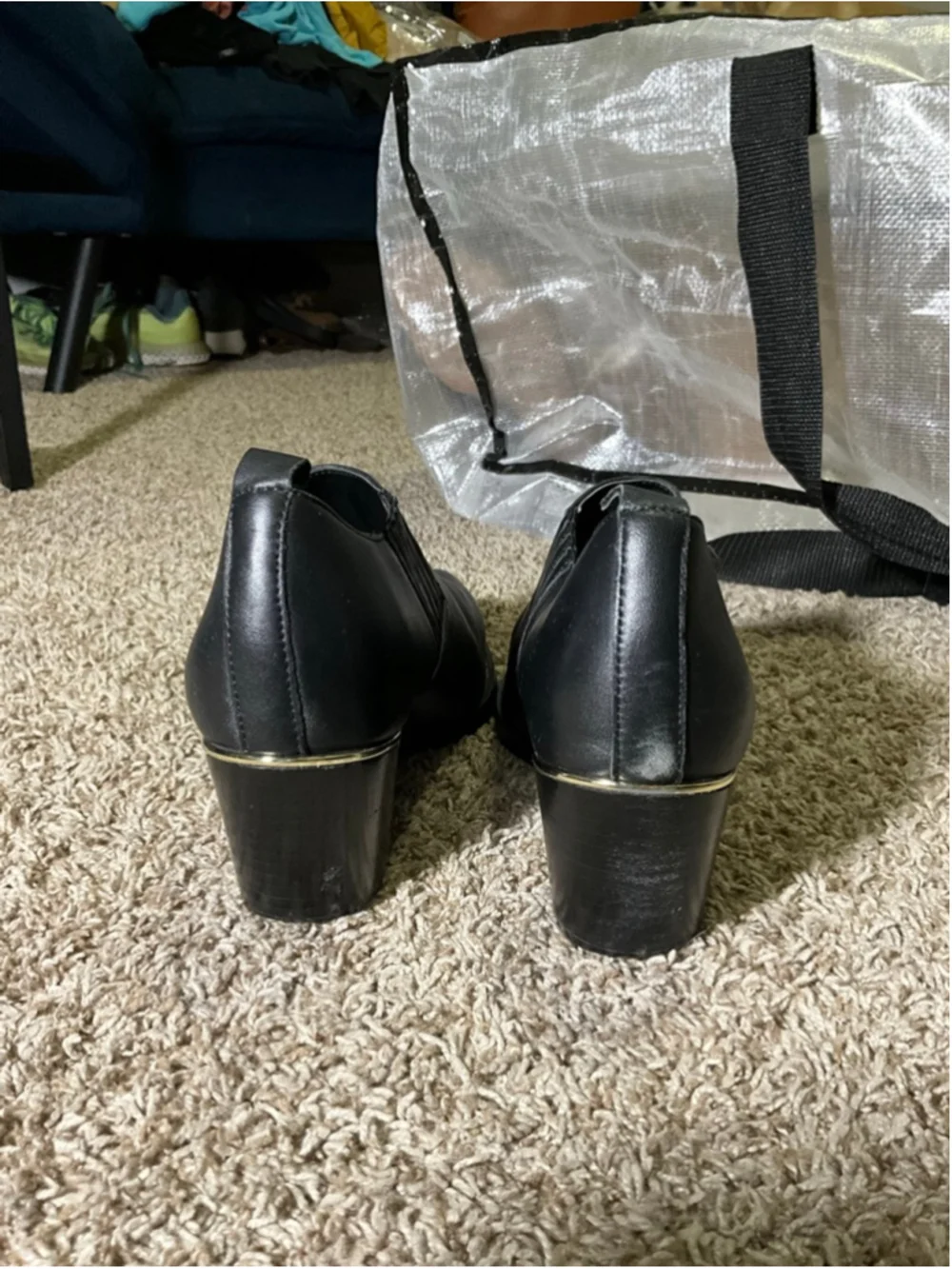 Bleeker & Bond Black Leather Boooties with Ruching and Gold Accent